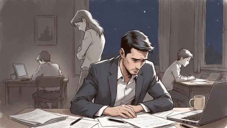 an illustration for 'The Day I Chose My Career Over My Family — And Lost Them Forever' without any text